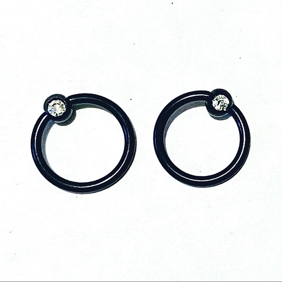 Captive Bead Ring Hoop 16g 8mm 5/16" Gem Lip Ear - Picture 6 of 7